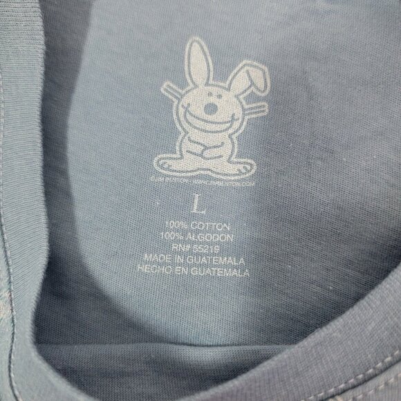 It's Happy Bunny Women's Shirt Short Sleeve Vintage Blue LARGE Nobody Suspects - Picture 3 of 6